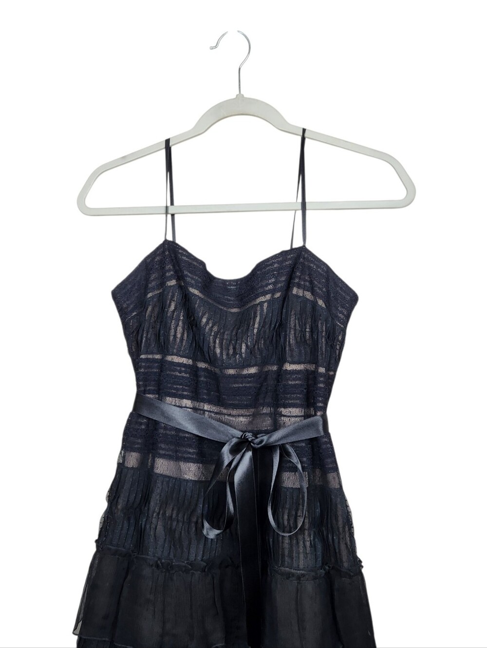 BCBGMaxAzria Black Silk Ostrich Feather Fringe Cocktail Dress LBD Womens Size 8 - Picture 3 of 15